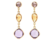 Jewellery - EARRINGS, 18K gold with amethysts and citrines - View 1