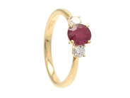 Jewellery - RUBYRING,18K gold, oval rubies 0,86 ct - View 1