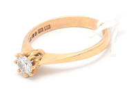 Jewellery, Ring 18K 3,2g Ø17¾ with diamond 1xca0,43ct according to engraving, engraved, in auction: Pawn – Tuesday 21 April 2020