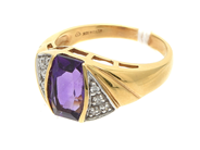 Jewellery, Ring 18K 5,5g Ø17¼ with purple stone and diamonds 8xca0,01ct, in auction: Pawn – Tuesday 21 April 2020