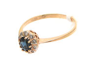 Jewellery, Ring 18K 1,9g Ø17 double-dyed with blue stone and diamonds 10xca0,005ct, in auction: Pawn – Tuesday 21 April 2020