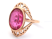Jewellery, Ring 14K 5,8g Ø17 3/4 with stone , in auction: Pawn – Tuesday 21 April 2020