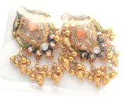 Lot, Earrings 21K 7g with stones, stoppers not gold, in auction: Pawn – Tuesday 21 April 2020
