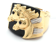 Lot, Gentleman´s ring 18K 13,2g Ø20 1/2 with stones engraved, in auction: Pawn – Tuesday 21 April 2020