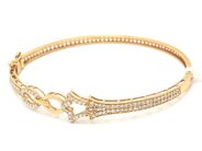 Lot, Bangle 18K 9,2g Ø6cm openable, with stones, in auction: Pawn – Tuesday 21 April 2020