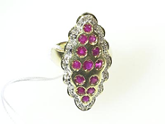 Jewellery, RING, 18K gold with rubies approx 1,85 ct and  brilliant-cut diamonds approx 0,39 ct ringsize 17 1/2 mm., in auction: Christmas – Saturday 14 December 2002