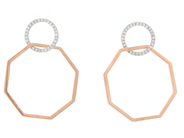 Jewellery - EARRINGS, 18K white gold/rose gold with 58 brilliant cut diamonds 0,16 ctw - View 1