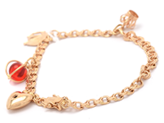 Jewellery, Bracelet Bismarck 18K 10,3g 19cm with four charms, in auction: Pawn – Tuesday 2 June 2020