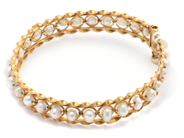 Jewellery, Bangle 21K with pearls 13,8g Ø5,5cm, in auction: Pawn – Tuesday 16 June 2020