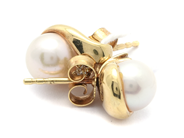 Jewellery, Earrings one pair 14K 3,7g with cultured pearls 6,7mm and diamonds 2xca0,02ct, in auction: Pawn – Tuesday 16 June 2020