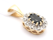 Jewellery, Pendant 14K 1,5g, with stone and diamonds 10xca0,0025ct, in auction: Pawn – Tuesday 16 June 2020