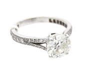 Jewellery - Ring 18K white gold 4,6g Ø19, with diamonds 1xca2,27ct (cut culet) 18xca0,025ct 24xca0,005ct - View 2