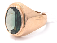 Jewellery, Ring with green stone 18K Ø19½ brv 10,2g, in auction: Pawn – Tuesday 16 June 2020
