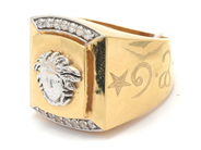 Lot - Ring with stones double-dyed engraved skew 18K brv 15,1g - View 1