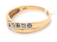 Jewellery, Ring double-dyed with stones and diamonds 4xca0,005ct 18K Ø18 2,8g, in auction: Pawn – Tuesday 16 June 2020