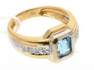 Jewellery, Ring double-dyed with stone and diamonds 6xca0,005ct 18K Ø17¾ brv 6,4g, in auction: Pawn – Tuesday 8 September 2020