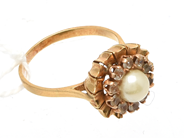 Jewellery, Ring with stones and pearl 18K Ø17 brv 3,3g, in auction: Pawn – Tuesday 8 September 2020