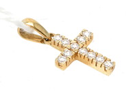 Jewellery, Pendant cross with stones 14K brv 1g, in auction: Pawn – Tuesday 8 September 2020