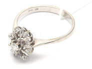 Jewellery, Ring 18K white gold 2,8g Ø17¾, with diamonds 1xca0,09ct + 8xca0,005ct, in auction: Pawn – Tuesday 8 September 2020