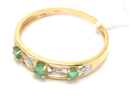 Jewellery, Ring 18K 1,8g Ø18, with green stones and diamonds 2xca0,005ct, in auction: Pawn – Tuesday 8 September 2020