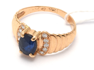 Jewellery, Ring 18K 2,0g Ø14, with stone and diamonds 10xca0,01ct, in auction: Pawn – Tuesday 8 September 2020