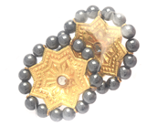 Lot - Earrings 21K brv 9,0g with blue grey imitation pearls, push back i plastic - View 1