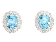 Jewellery - EARRINGS, 18K white gold with blue topazes 0,96 ctw single cut diamonds 0,01 ctw - View 1