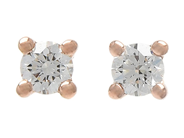 Jewellery - SOLITAIRE EARRINGS, 18K rose gold with 2 brilliant cut diamonds 0,10 ctw - View 1
