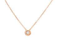 Jewellery - SOLITAIRE PENDANT/CHAIN, 18K rose gold with brilliant cut diamond 0,02 ct W/SI - View 1