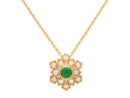 Jewellery - PENDANT/CHAIN, 18K gold with emerald 0,22 ct - View 1