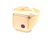Jewellery, Signet ring 18K 4,7g Ø16½, with red stone, in auction: Pawn – Tuesday 2 March 2021