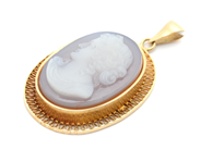 Jewellery, Pendant 18K Brv: 7,8g Length: 4,4cm, with cameo, in auction: Pawn – Tuesday 2 March 2021