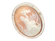 Jewellery, Brooch 18K Brv: 11,6g Length: ca4,5cm Width: ca3,8cm, with cameo, in auction: Pawn – Tuesday 2 March 2021