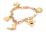 Jewellery, Bracelet 18K 9,9g 18,0cm width 8mm, with 5 charms, in auction: Pawn – Tuesday 1 June 2021
