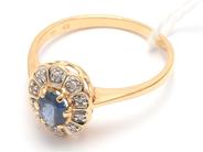 Jewellery, Ring 18K 2,4g Ø16¾ with stone and diamonds 10xca0,005ct , in auction: Pawn – Tuesday 31 August 2021
