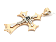 Jewellery, Pendant 14K 2,8g 4cm (inkl. loop) Cross with stones, in auction: Pawn – Tuesday 31 August 2021