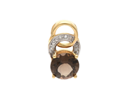 Jewellery - PENDANT, 18K gold with smoky quartz single cut diamonds 0,015 approx. W-TCr/P - View 1
