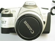 Pawnitems, 1 Kamerahus Canon Eos 300 with lens 75-300 4-5,6, 28-90mm 4-5,9 and flash sunpak, in auction: Pawn – Saturday 9 August 2003