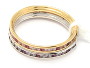 Lot - Ring double-dyed 18K 1,7g Ø17, with pink and white stones - View 1