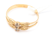 Lot - Ring 14K brv:1,4g Ø17¼ with white stones, skew - View 1