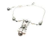 Jewellery - BVLGARI Necklace 18K white gold brv:34,0g 37,5 / 39,5 / 42 / 44cm, with diamonds 27xca0,02ct and cultured pearls Ø7,2-12,1mm - View 1