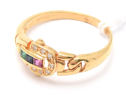 Jewellery - Ring 18K 3,2g with stones and diamonds 7xca0,005ct åttkantsslipade Ø18½ - View 1