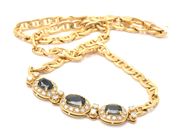 Jewellery, Necklace 18K 38,2g with blue stones and diamonds 8xca0,07ct 36xca0,02ct length: 44cm snap hook, in auction: Pawn – Tuesday 29 March 2022