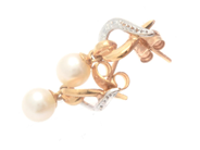 Lot - Earrings 18K 1,9g with cultured pearls height: 1,7cm - View 1