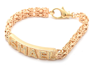 Lot - Bracelet Emperor link 18K 78,4g, engraved with diamonds ca51xca0,01ct length: 21,5cm width: 9mm karbinha - View 1