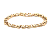 Jewellery, Bracelet 18K 12,8g length: ca18,5cm width: 6mm hollow with safety chain, in auction: Pawn – Tuesday 29 March 2022