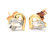 Jewellery, Earrings one pair 18K hearts 1,3g with diamonds 4xca0,005ct, in auction: Pawn – Tuesday 29 March 2022