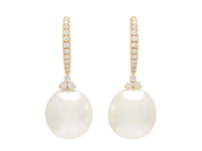 Jewellery - PEARL EARRINGS, 18K gold with oval South Sea pearls 10 mm - View 1