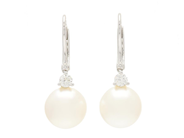 Jewellery - PEARL EARRINGS, 18K white gold South Sea pearls 10,4 mm with 2 brilliant cut diamonds 0,26 ctw - View 1