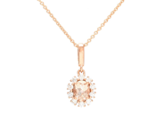 Jewellery - PENDANT WITH CHAIN, 18K rose gold with morganite 0,35 ct 10 brilliant cut diamonds 0,16 ctw - View 1